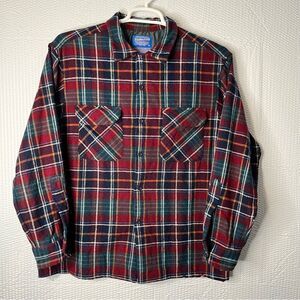 Vintage Pendleton Wool Plaid Flannel Shirt Size L